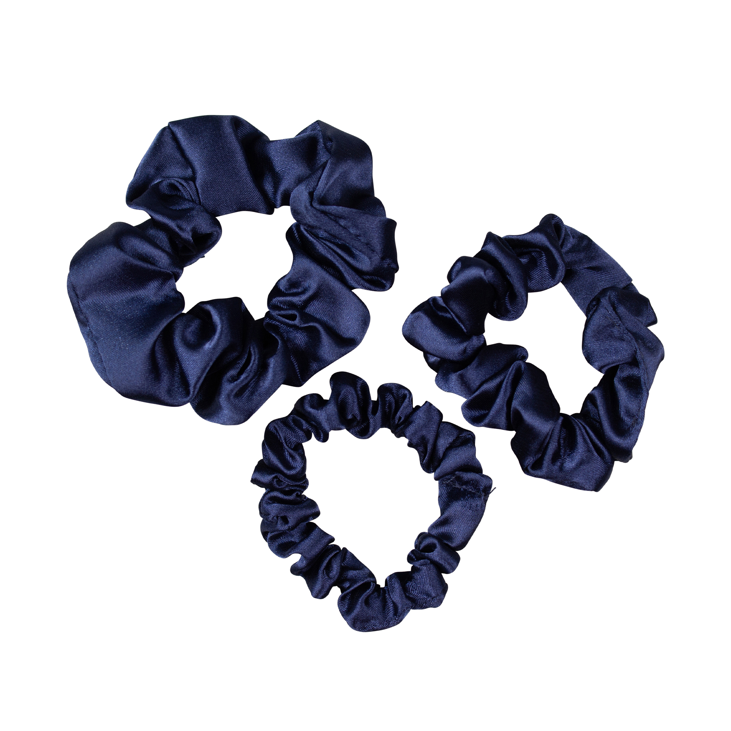 Satin Navy Scrunchies (3)